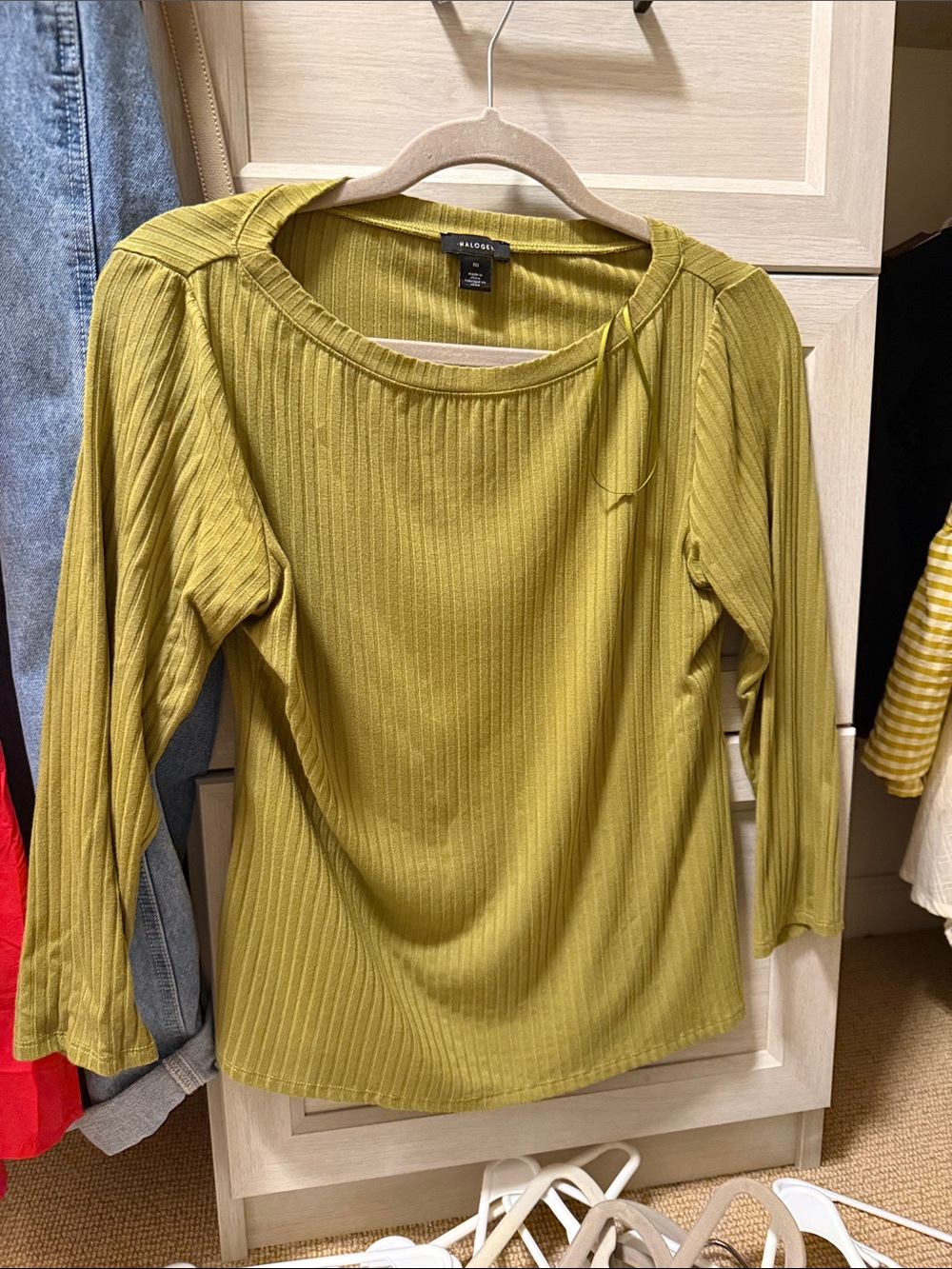 Madison & Berkeley Moss Green Ribbed Long Sleeve Top